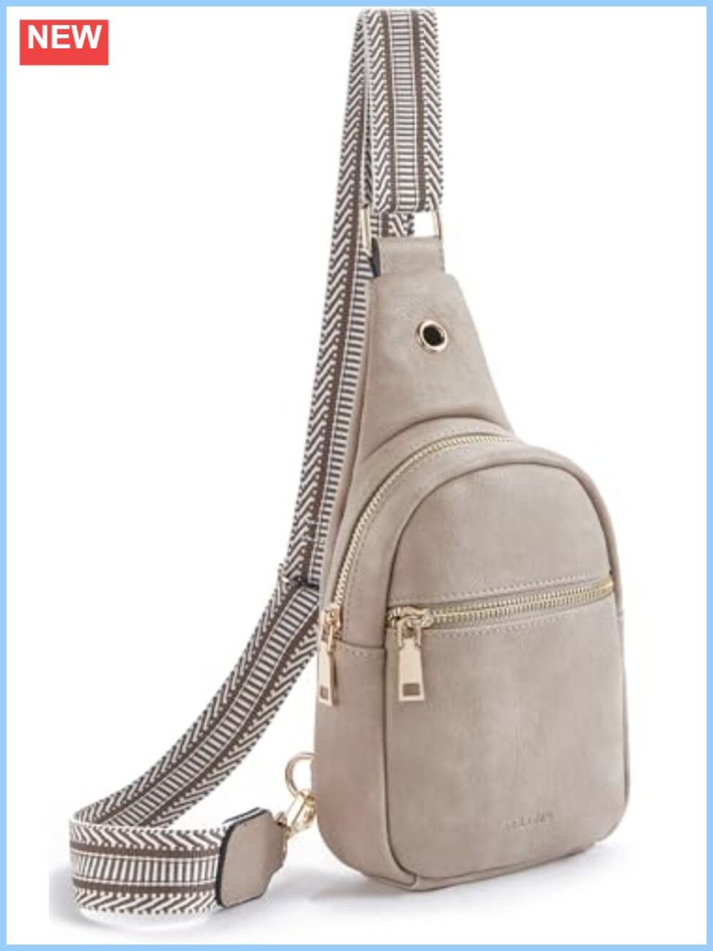 Faux Leather Crossbody Sling Bag with Embroidered Strap